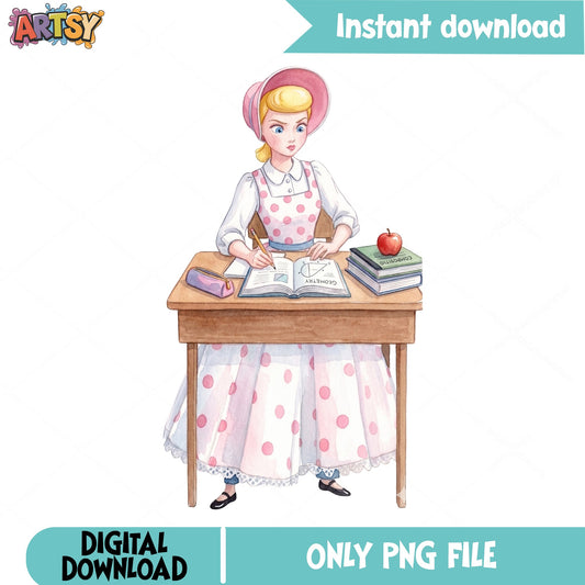 Bo Peep Back To School PNG, Toy Story PNG, Teacher PNG