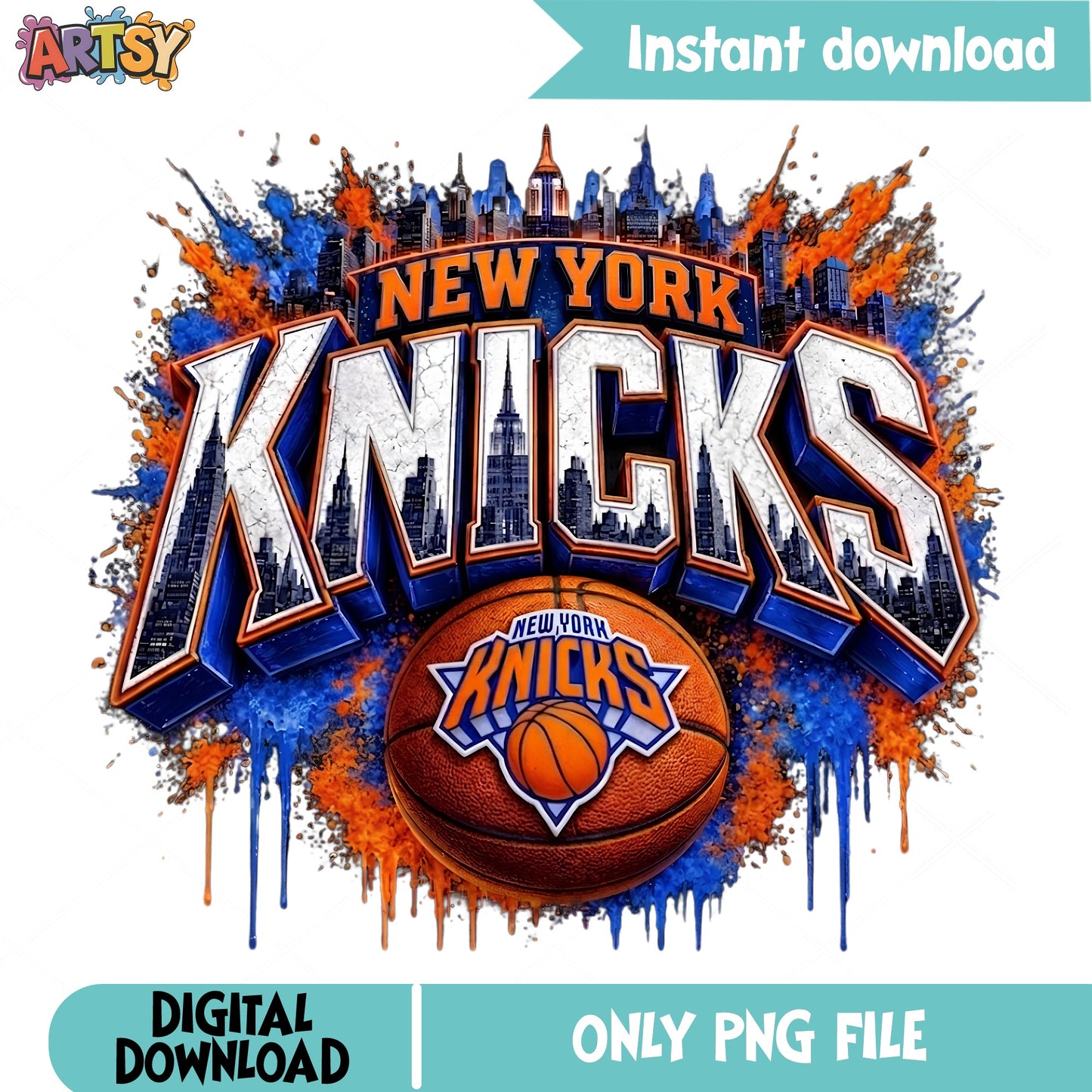 New York Knicks PNG, Basketball Sublimation Design, NBA PNG