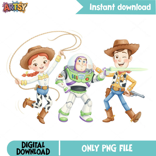 Toy Story Characters PNG, Woody Buzz Jessie PNG, Disney PNG