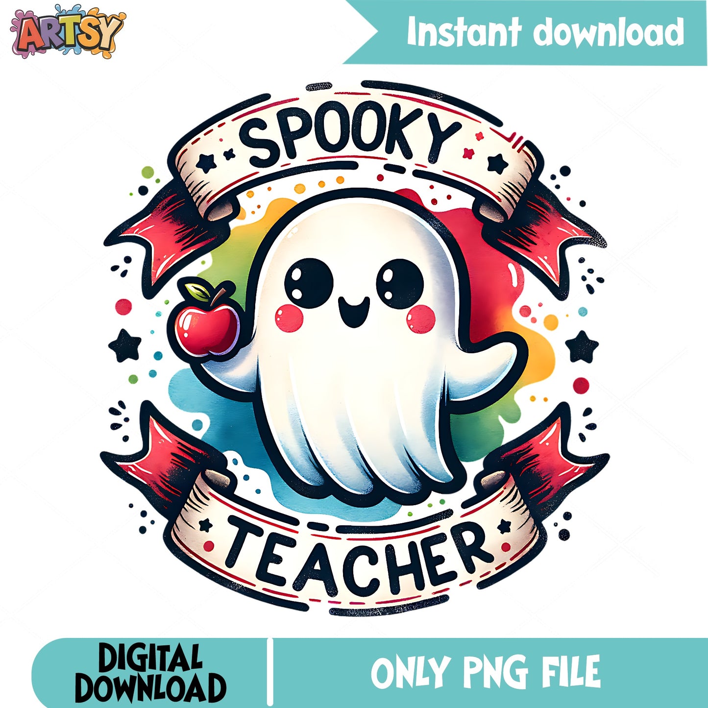 Spooky Teacher Ghost PNG, Halloween Teacher PNG, Ghost PNG