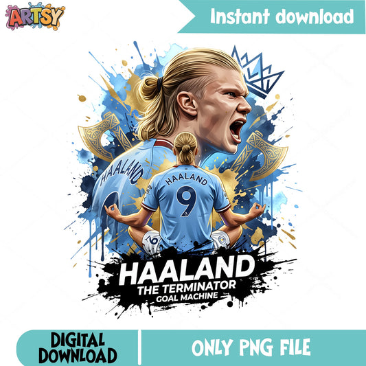 Haaland The Terminator Goal Machine PNG, Soccer Player PNG, Football PNG