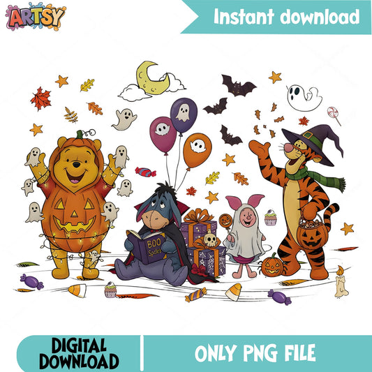 Winnie The Pooh Halloween PNG, Pooh And Friends PNG, Disney Halloween PNG