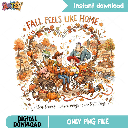 Toy Story Fall Feels Home PNG, Woody Buzz PNG, Autumn Vibes PNG