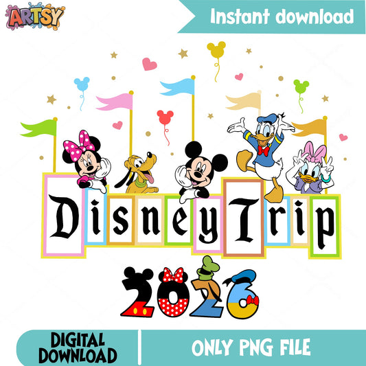 Disney Trip 2026 PNG, Mickey And Friends PNG, Disney Family PNG
