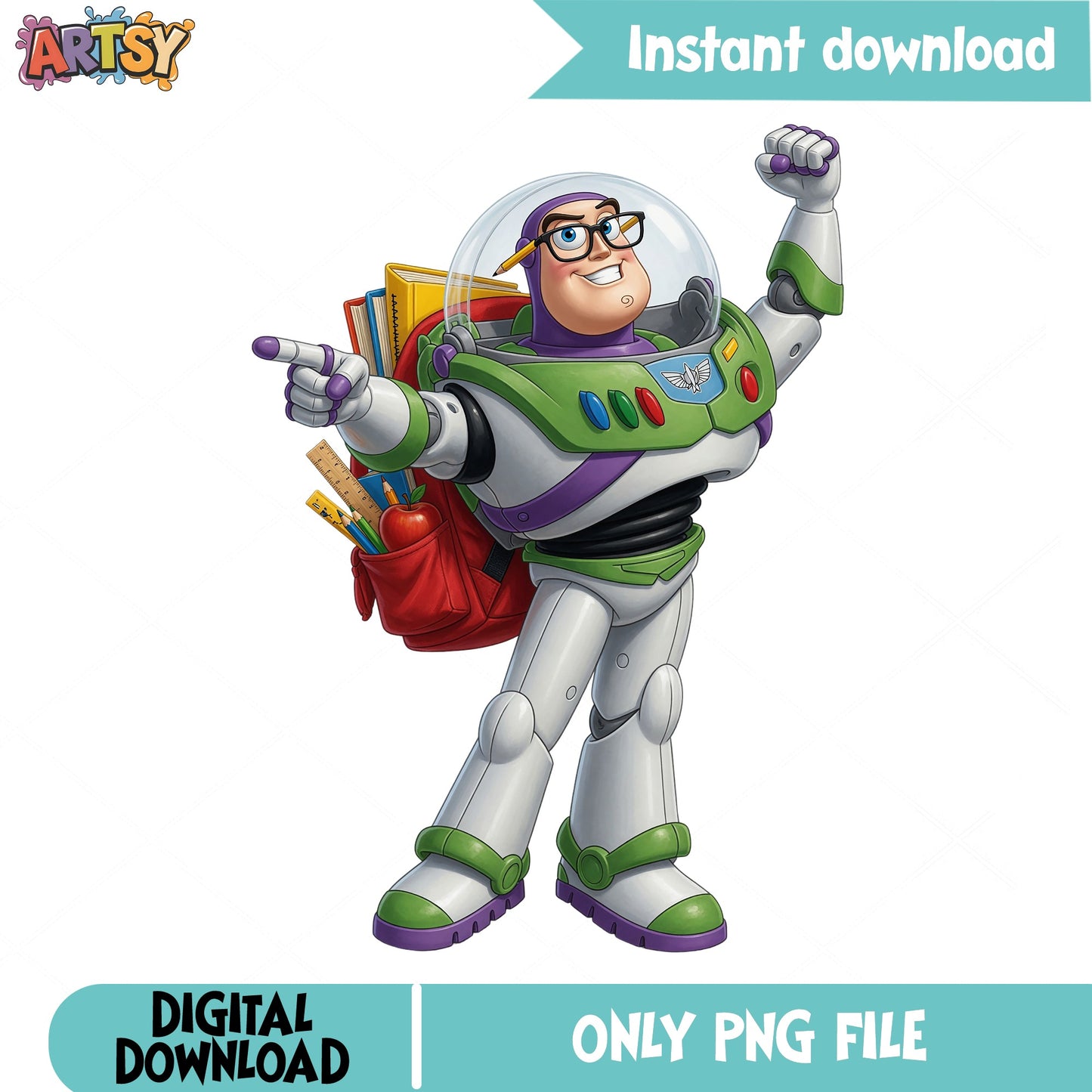 Buzz Lightyear Back To School PNG, Toy Story PNG, Disney PNG