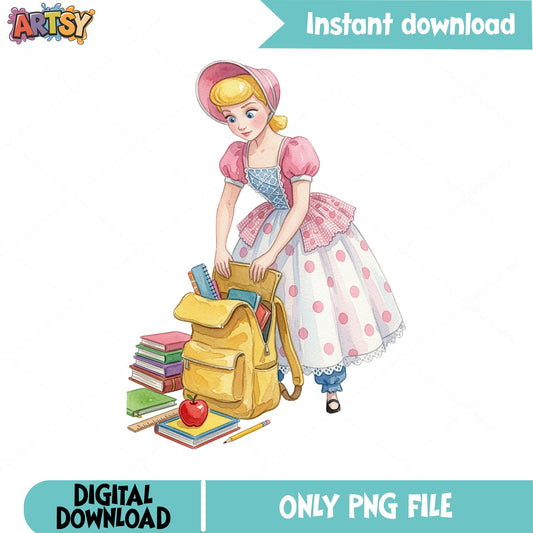 Bo Peep Back To School PNG, Toy Story PNG, Disney PNG