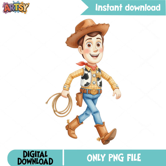 Woody Toy Story PNG, Disney Pixar Clipart, Cowboy Character PNG