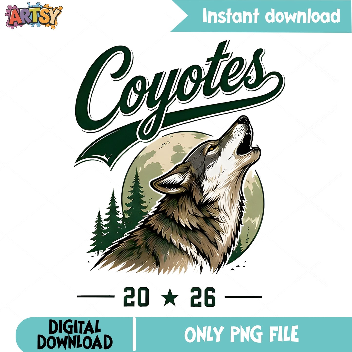 Coyotes Team Mascot PNG, Wolf Howling Moon PNG, Sports PNG