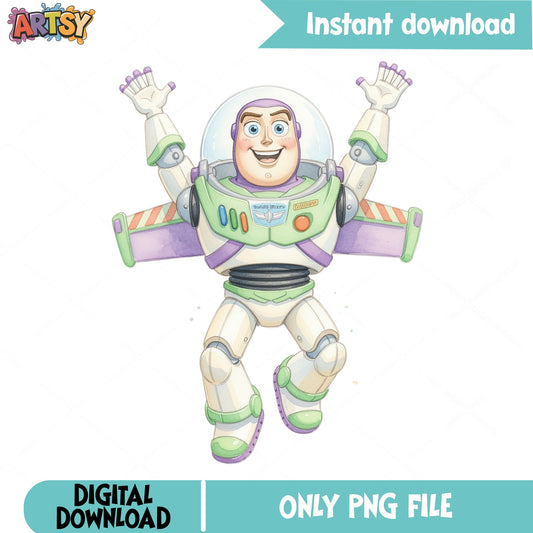 Buzz Lightyear Watercolor PNG, Toy Story PNG, Disney PNG