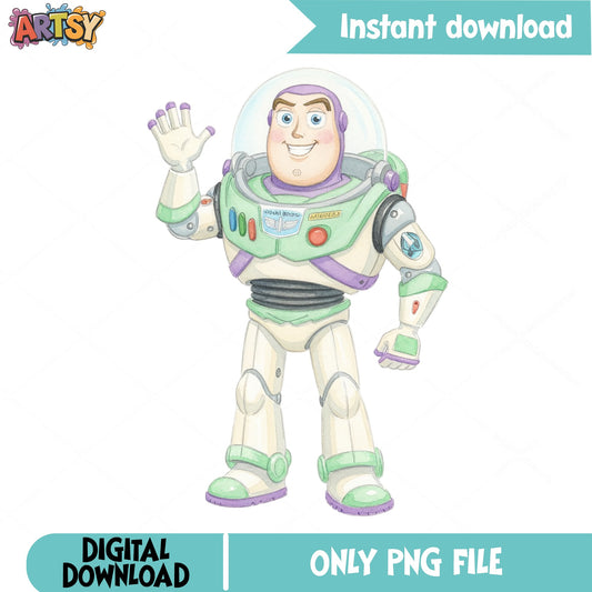 Buzz Lightyear Watercolor PNG, Toy Story PNG, Disney PNG