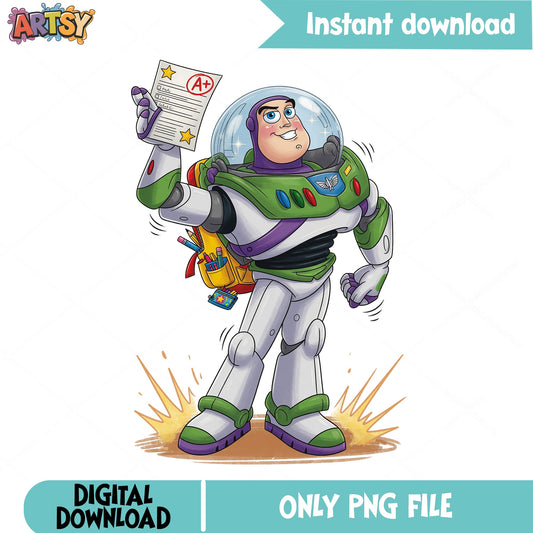 Buzz Lightyear Back To School PNG, Toy Story PNG, Disney PNG