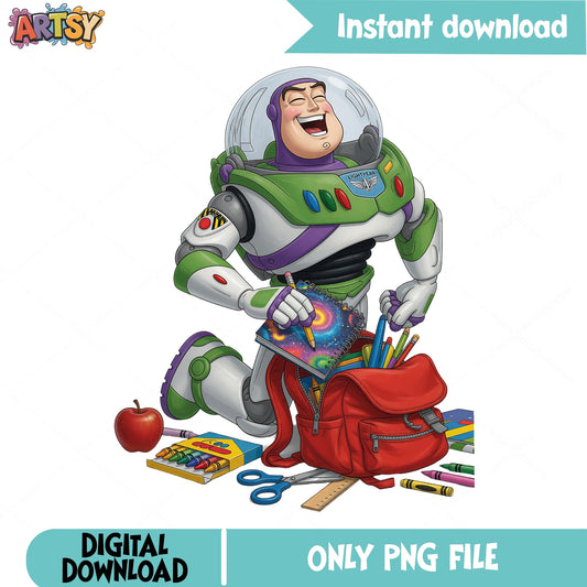 Buzz Lightyear Back To School PNG, Toy Story PNG, Disney PNG