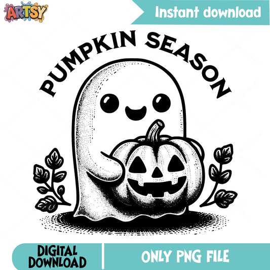 Pumpkin Season Ghost PNG, Halloween Ghost Pumpkin PNG, Fall PNG