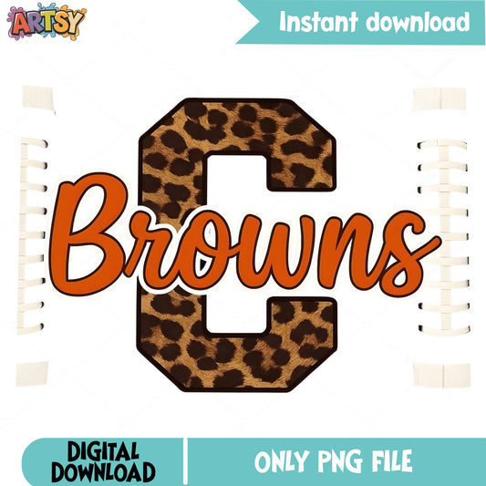 Browns Leopard Print Football PNG, Cleveland Browns PNG, NFL PNG