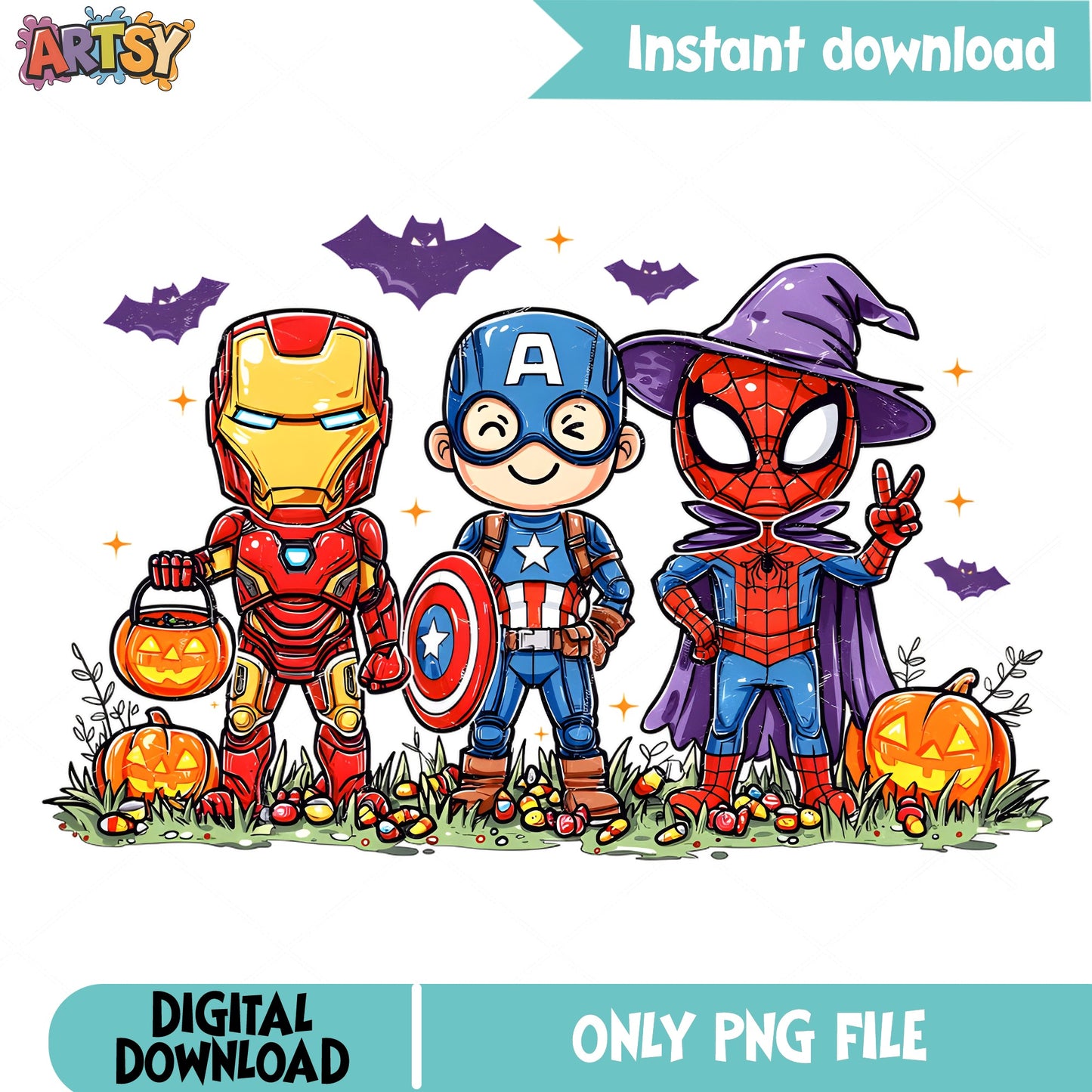 Marvel Superheroes Halloween PNG, Avengers Halloween, Trick Or Treat PNG