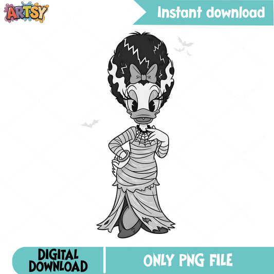 Daisy Duck Bride Of Frankenstein PNG, Spooky Daisy PNG, Costume PNG