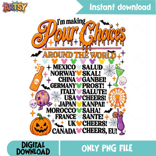 Pour Choices Epcot Cheers PNG, Halloween PNG, Food And Wine PNG
