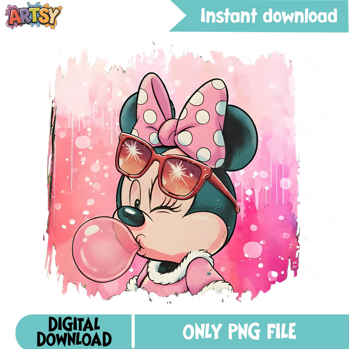 Minnie Bubblegum Sunglasses PNG, Pink Christmas PNG, Fur Trim PNG