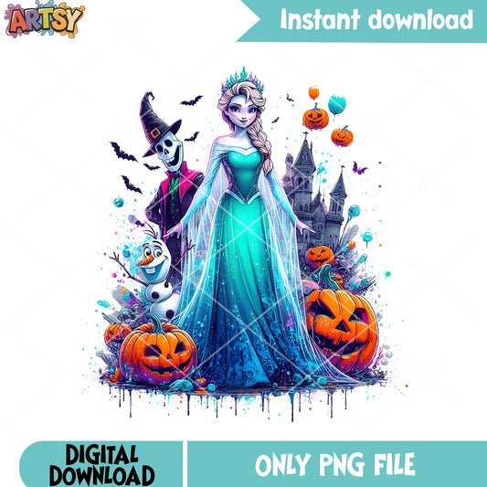 princess halloween png, disney halloween​ png, elsa and olaf png