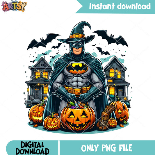 scary witch costume batman png, halloween dc comics png, scary town png